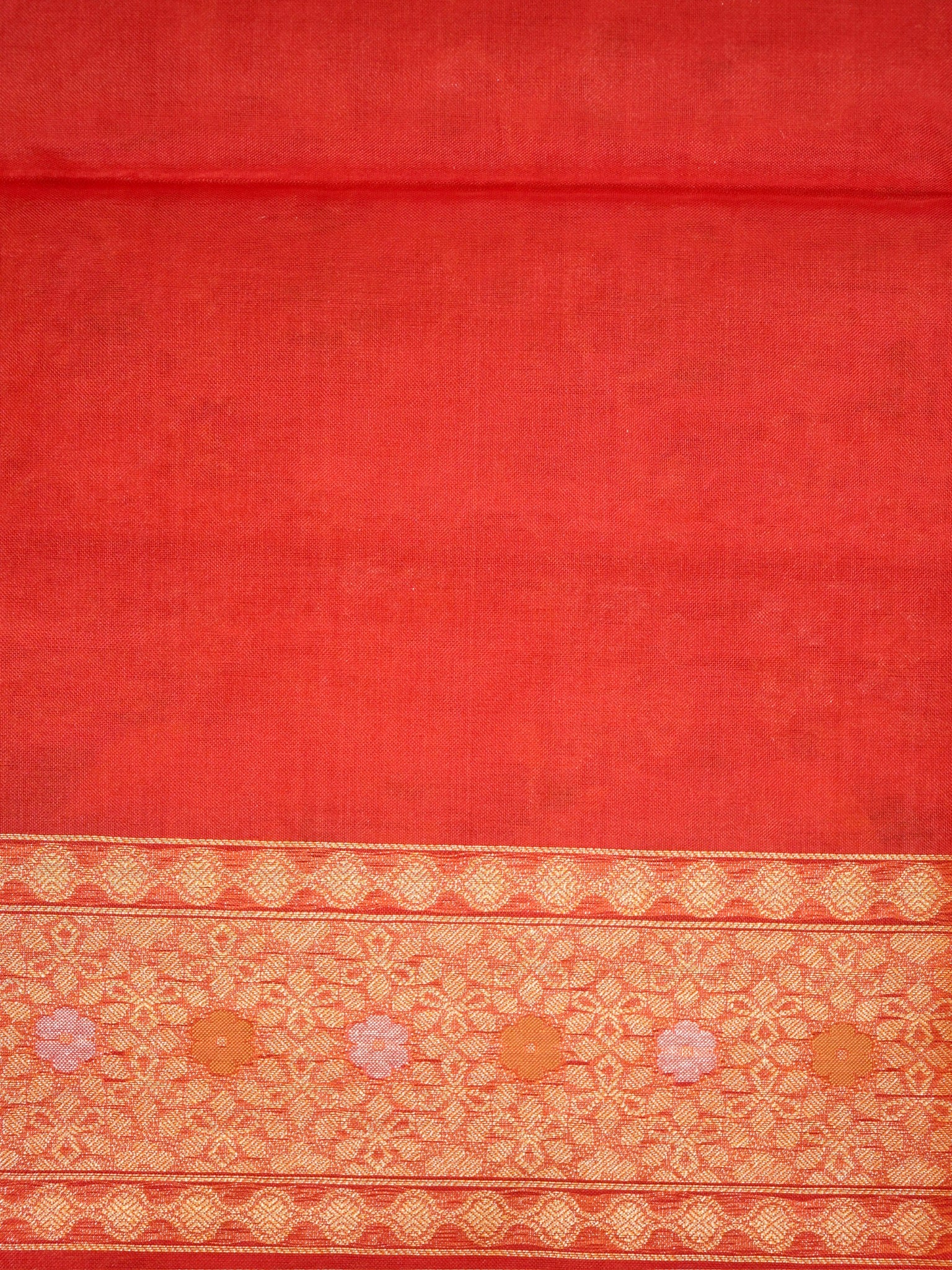 Rust Red Elegant Kora Jamdani Silk Saree | Handwoven Floral Zari Work