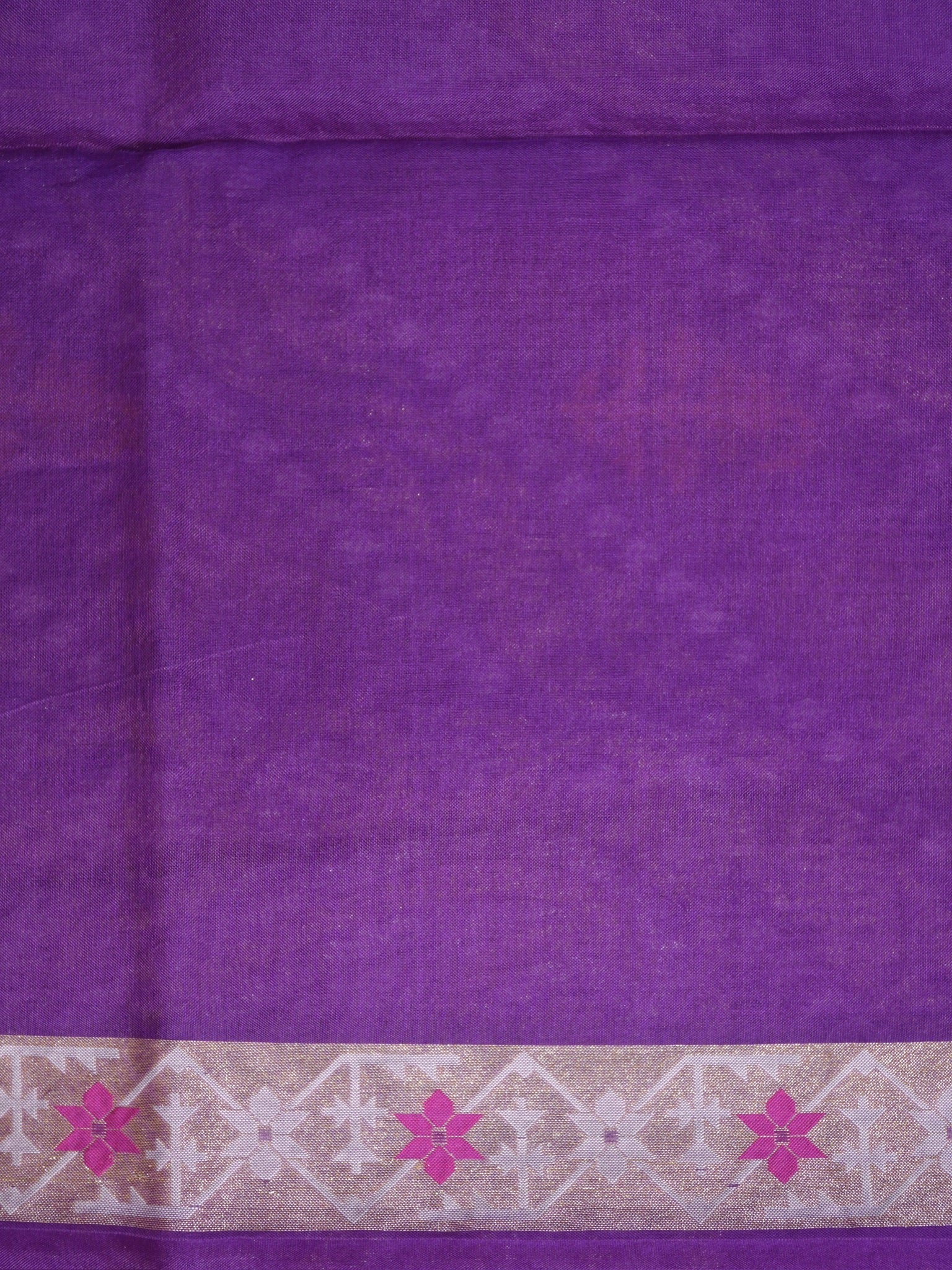 Purple Elegant Kora Jamdani Silk Saree | Handwoven Floral Zari Work
