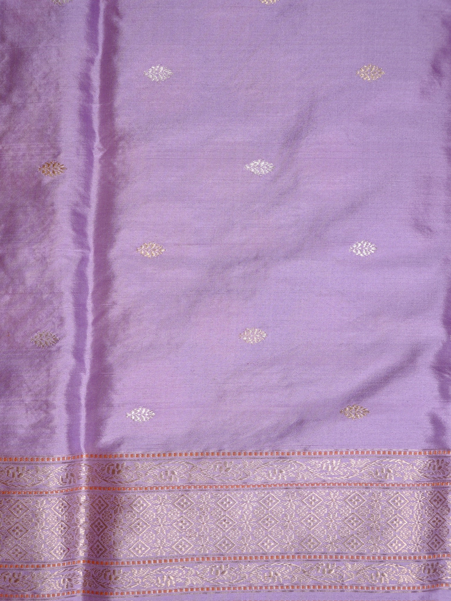 Lavender Handwoven Organza Silk Saree with Floral Zari Borders