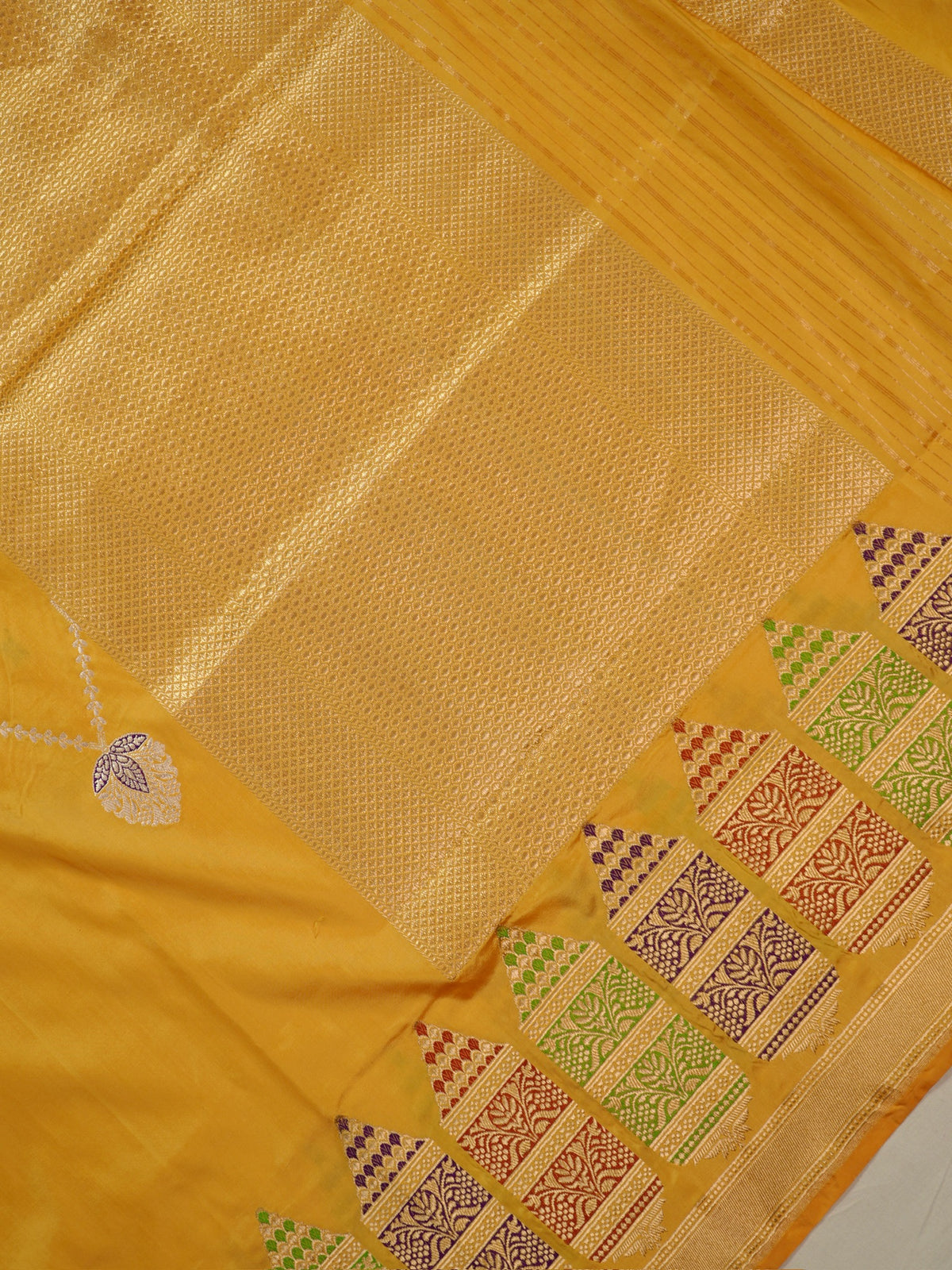 Yellow Pure Katan Silk Border Banarasi handwoven Saree