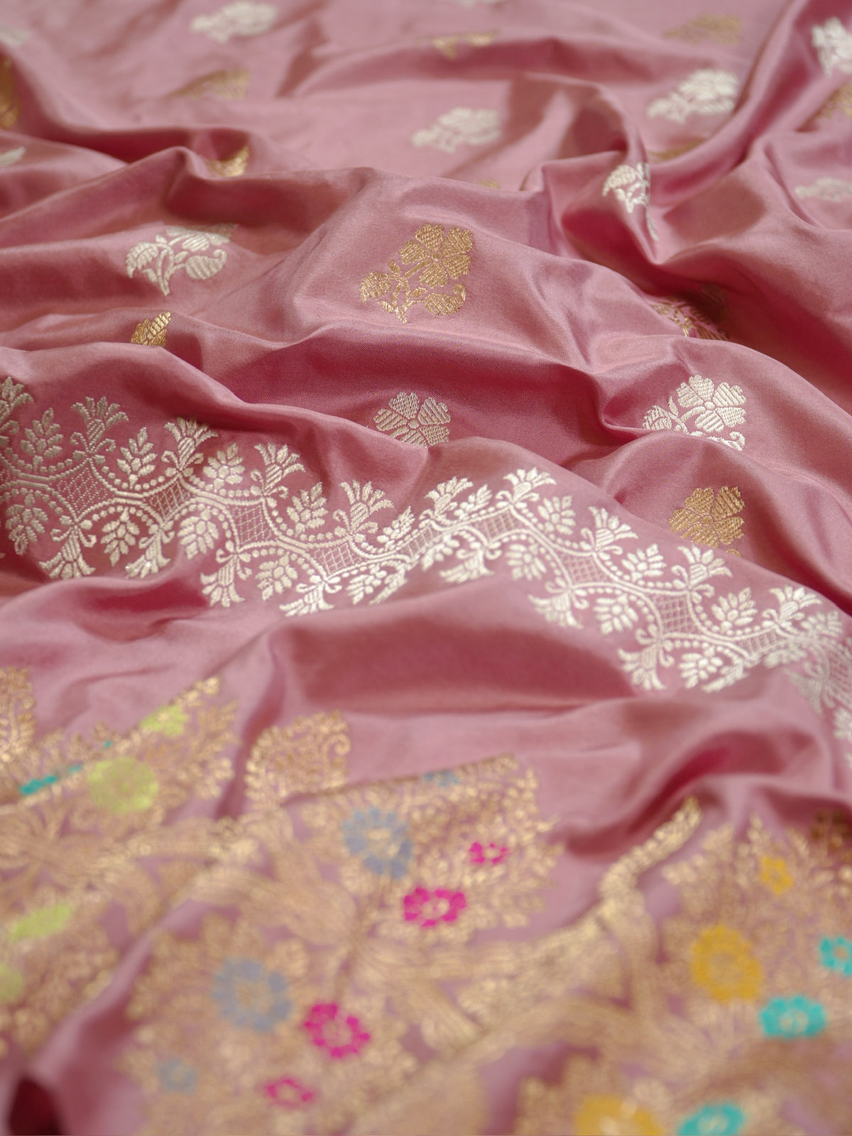 Mauve Pure Katan Silk Border Banarasi handwoven Saree
