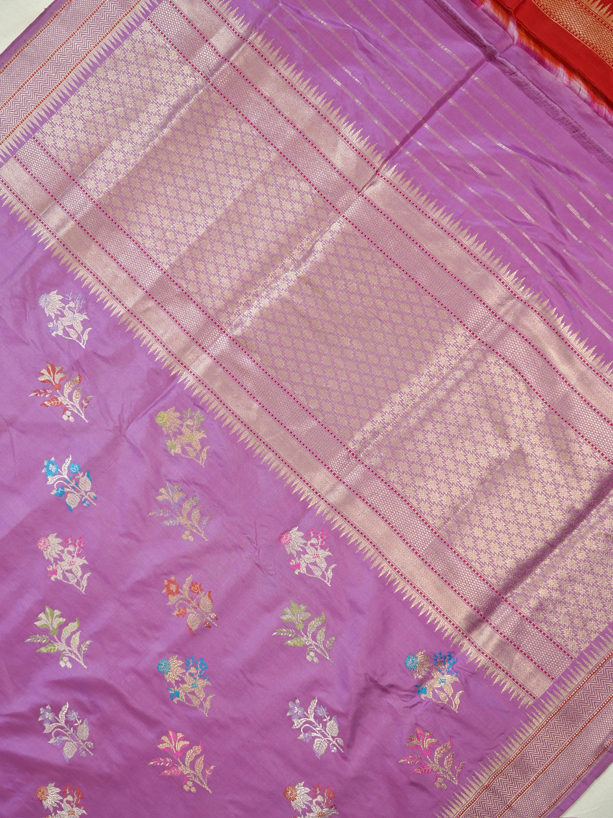 Mauve Pure Katan Silk Border Banarasi handwoven Saree