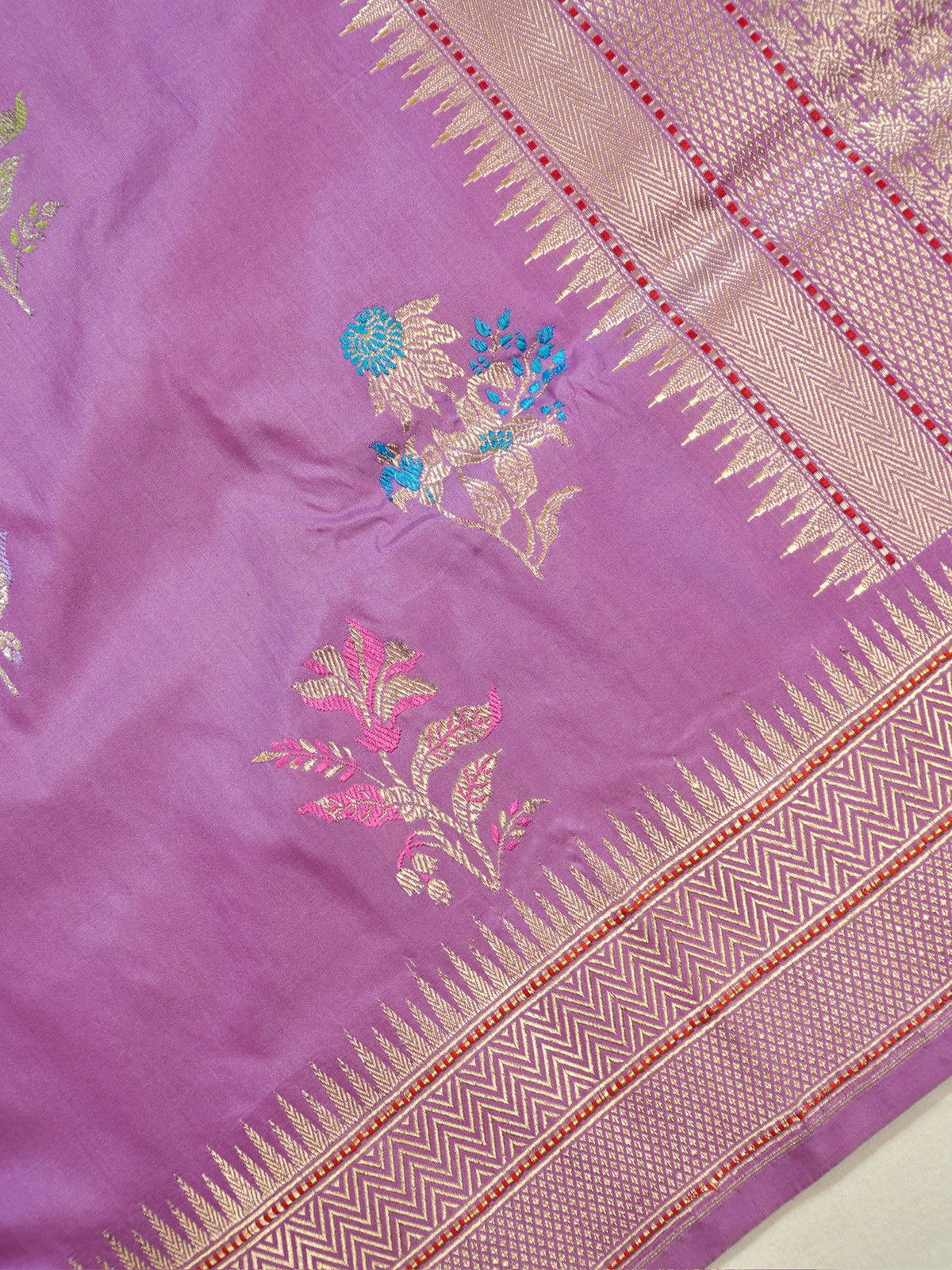 Mauve Pure Katan Silk Border Banarasi handwoven Saree