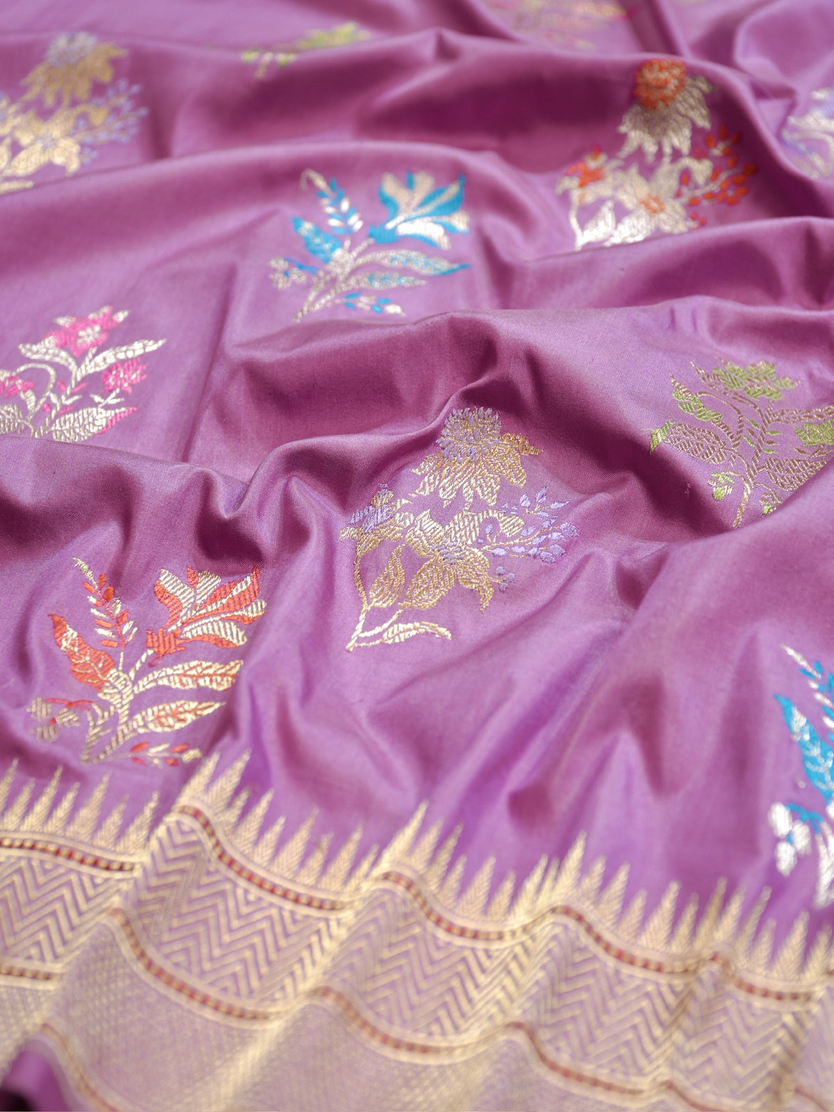 Mauve Pure Katan Silk Border Banarasi handwoven Saree