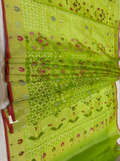 Liriel Ektra kora silk Jamdani katwork Zari Border Anchal Mina Work Saree