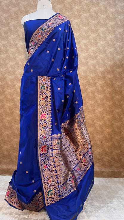 Pure Katan silk kaduwa Banarasi Open Border Zari Aanchal Booti Saree