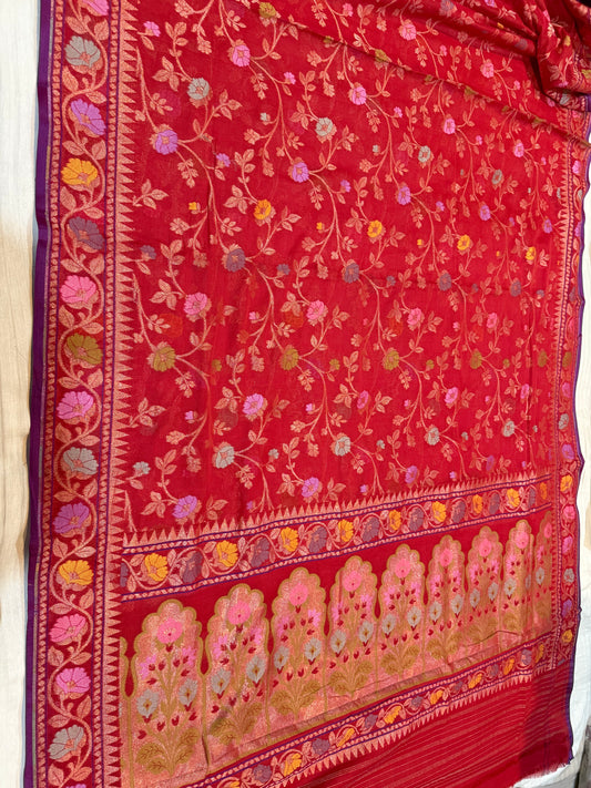 Banarasi Cotton katwork jamdani with Elegant Border  Handloom Saree