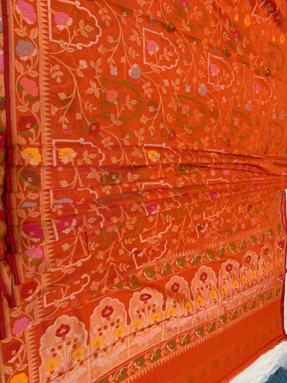 Banarasi Cotton katwork jamdani with Elegant Border  Handloom Saree