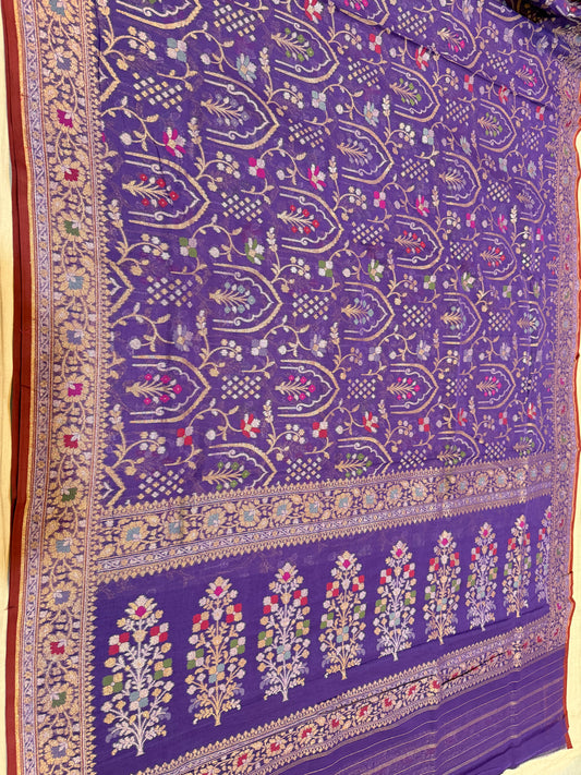 Banarasi Cotton katwork jamdani with Elegant Border  Handloom Saree