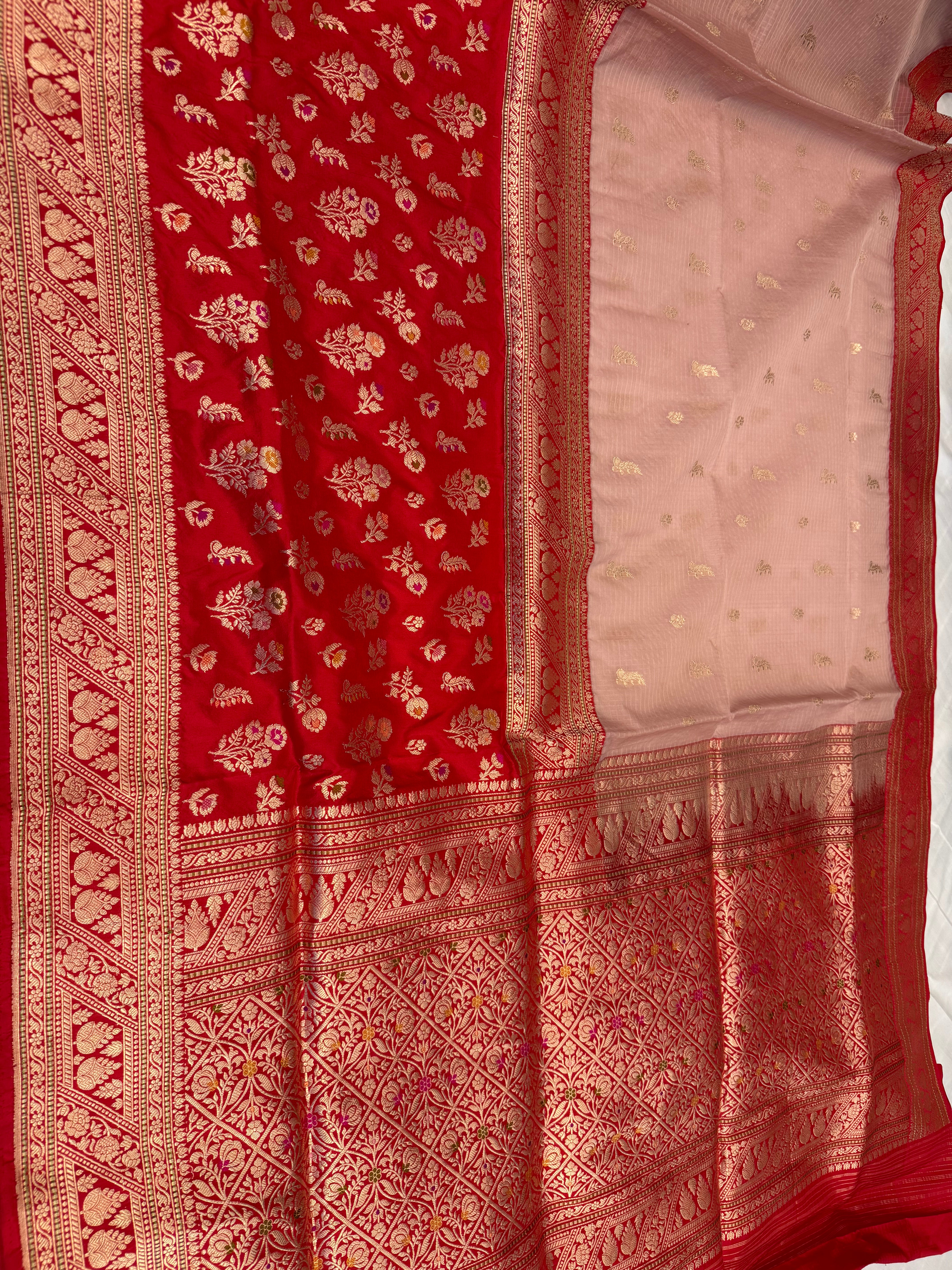 Half-Half katan silk & kora silk kaduwa Jall jangla