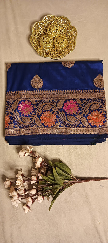 Royal Blue Pure Banarasi Puna Silk Saree
