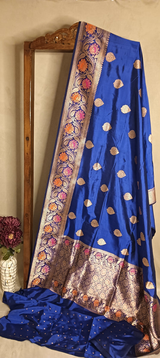 Royal Blue Pure Banarasi Puna Silk Saree