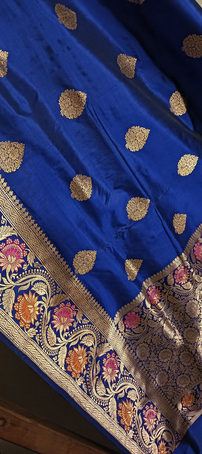Royal Blue Pure Banarasi Puna Silk Saree