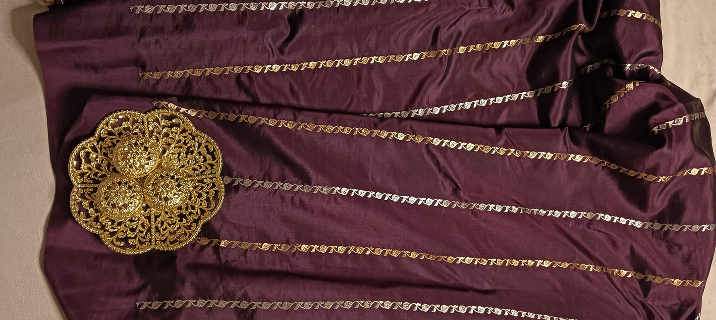 Wine Pure Banarasi Puna Silk Saree