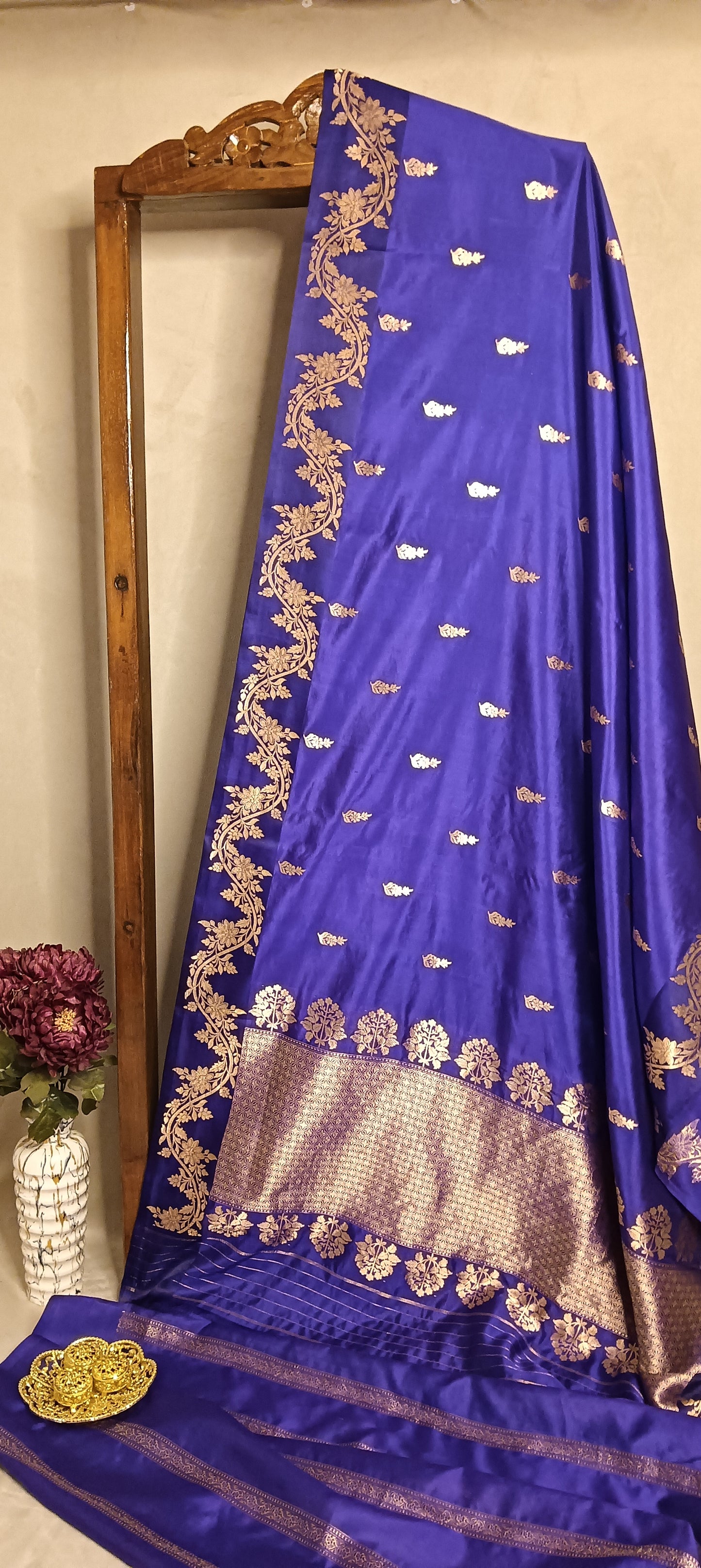 Purple Pure Banarasi Puna Silk Saree
