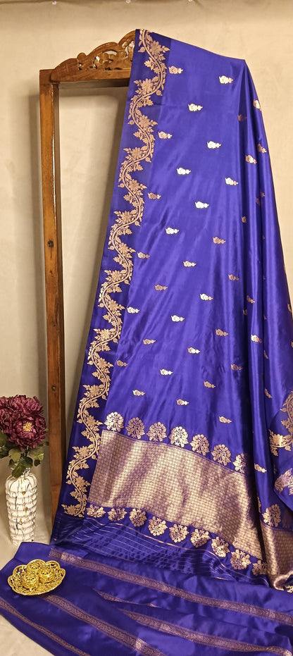 Purple Pure Banarasi Puna Silk Saree