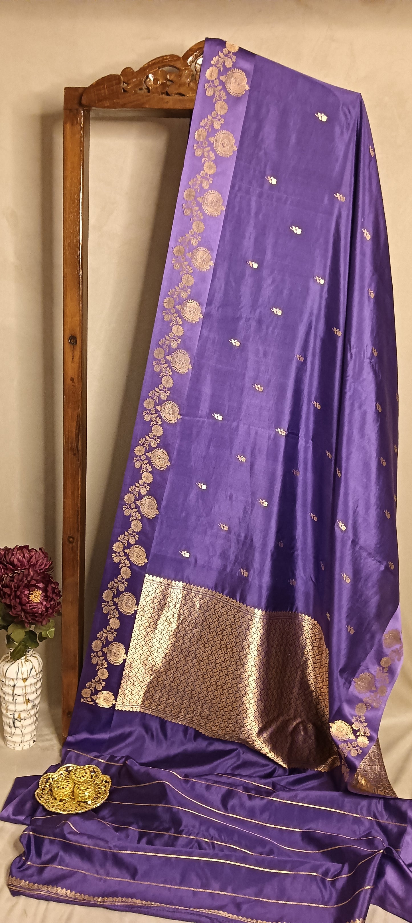 Purple Pure Banarasi Puna Silk Saree