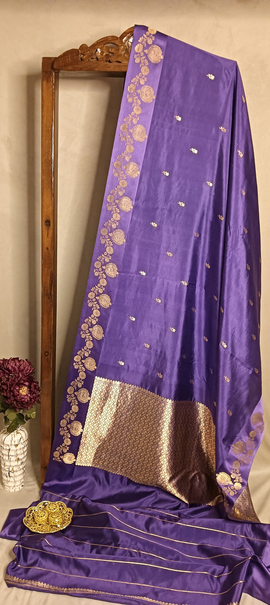 Purple Pure Banarasi Puna Silk Saree