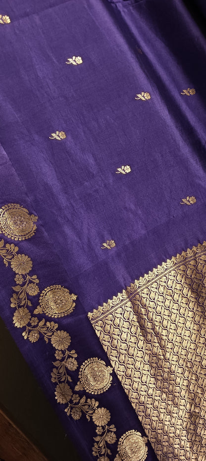 Purple Pure Banarasi Puna Silk Saree