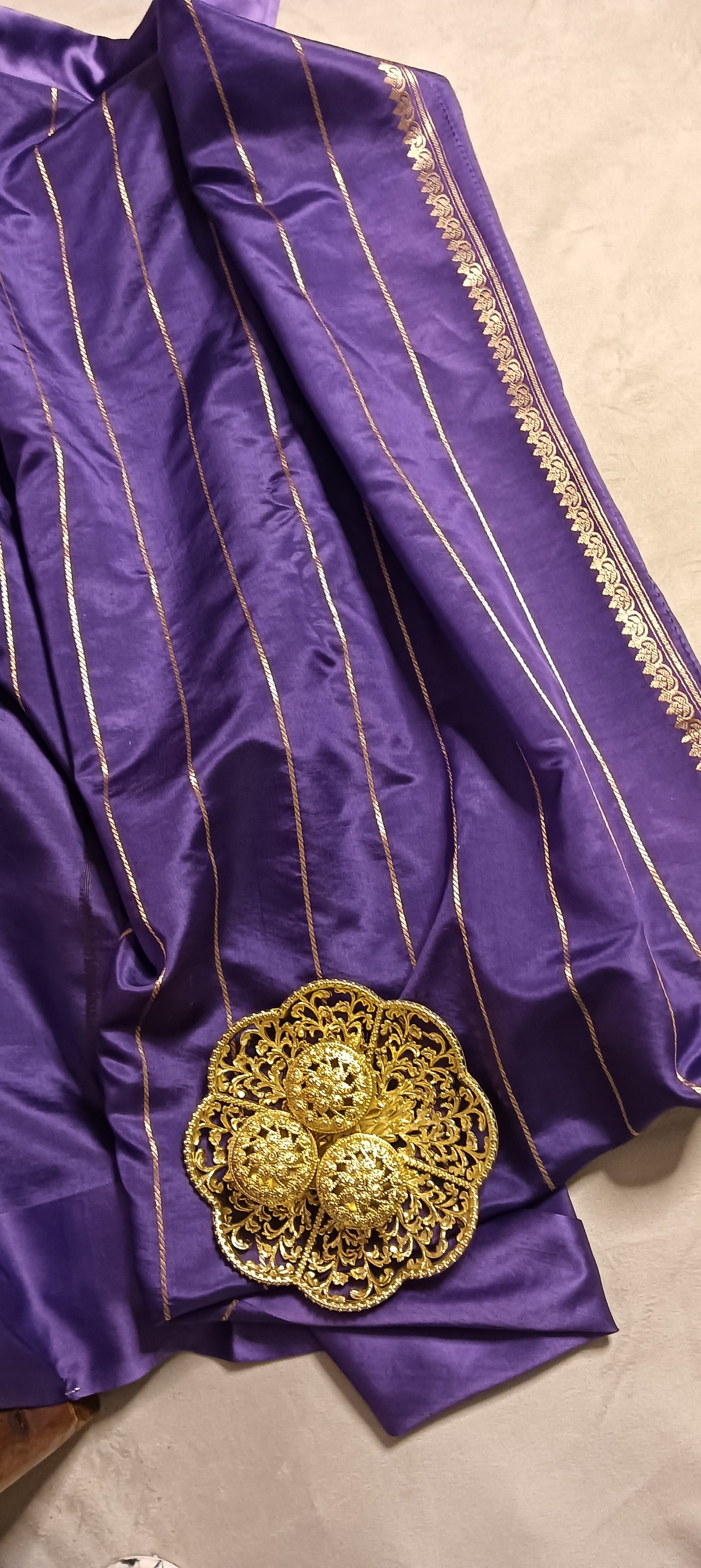 Purple Pure Banarasi Puna Silk Saree