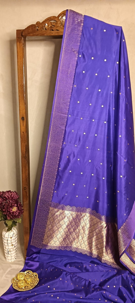 Purple Pure Banarasi Puna Silk Saree