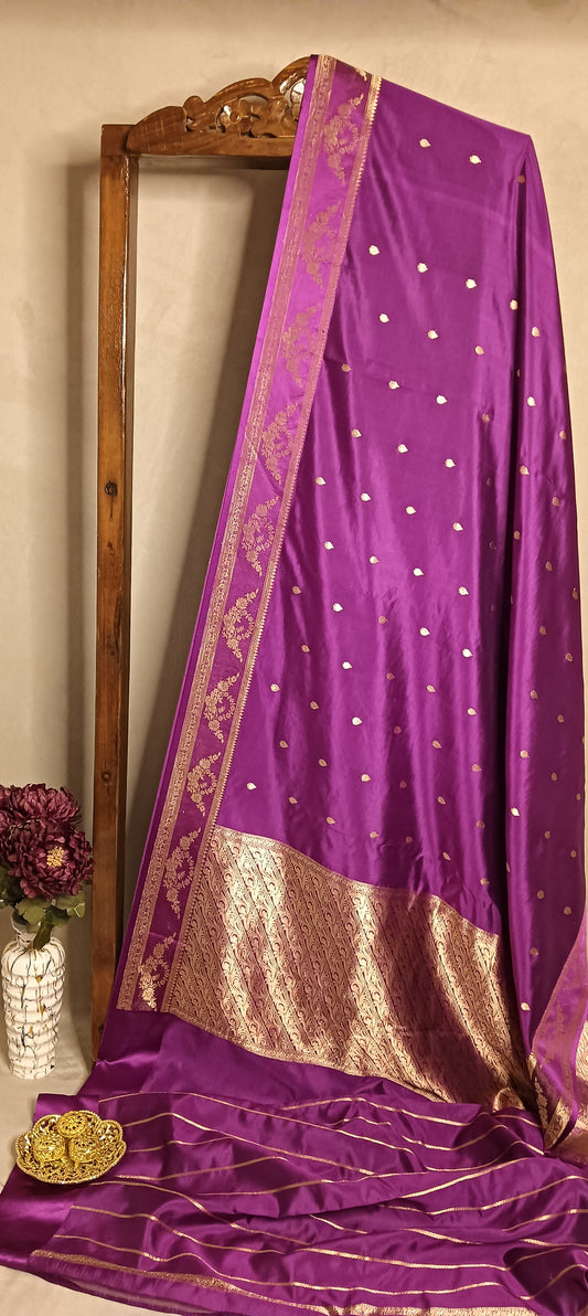 Magenta Pink Pure Banarasi Puna Silk Saree