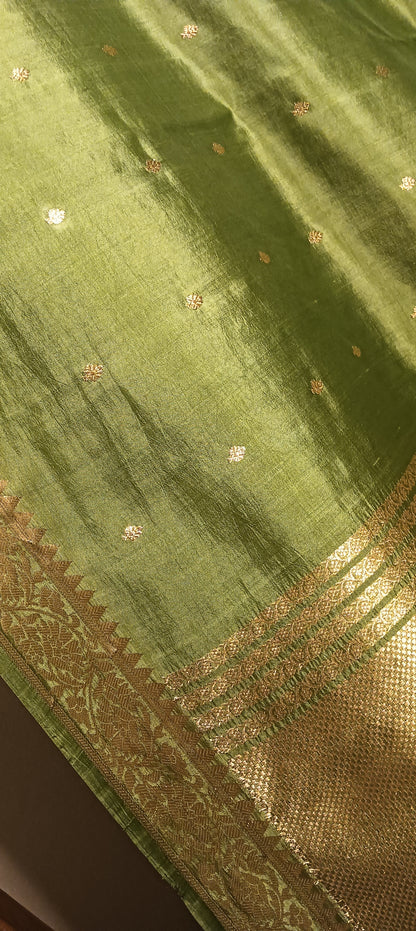 Mehndi Green Pure Banarasi Puna Silk Saree