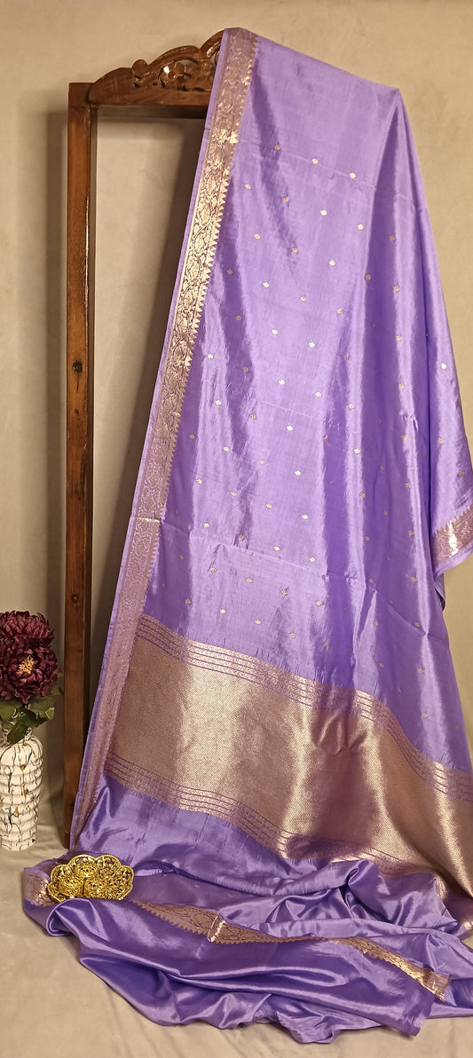 Lavender Pure Banarasi Puna Silk Saree