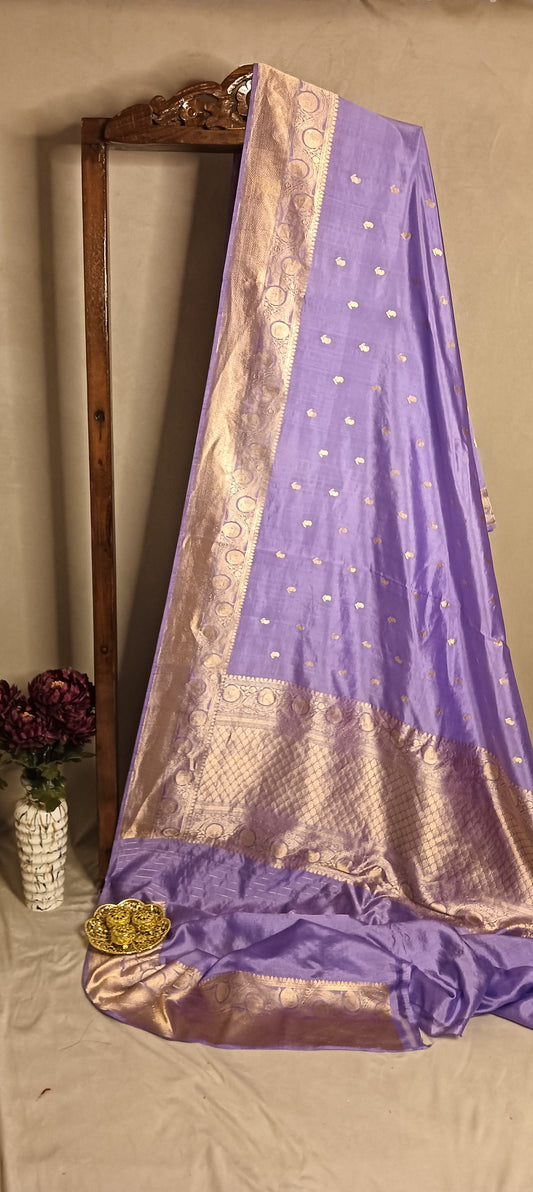 Light Lavender Pure Banarasi Puna Silk Saree