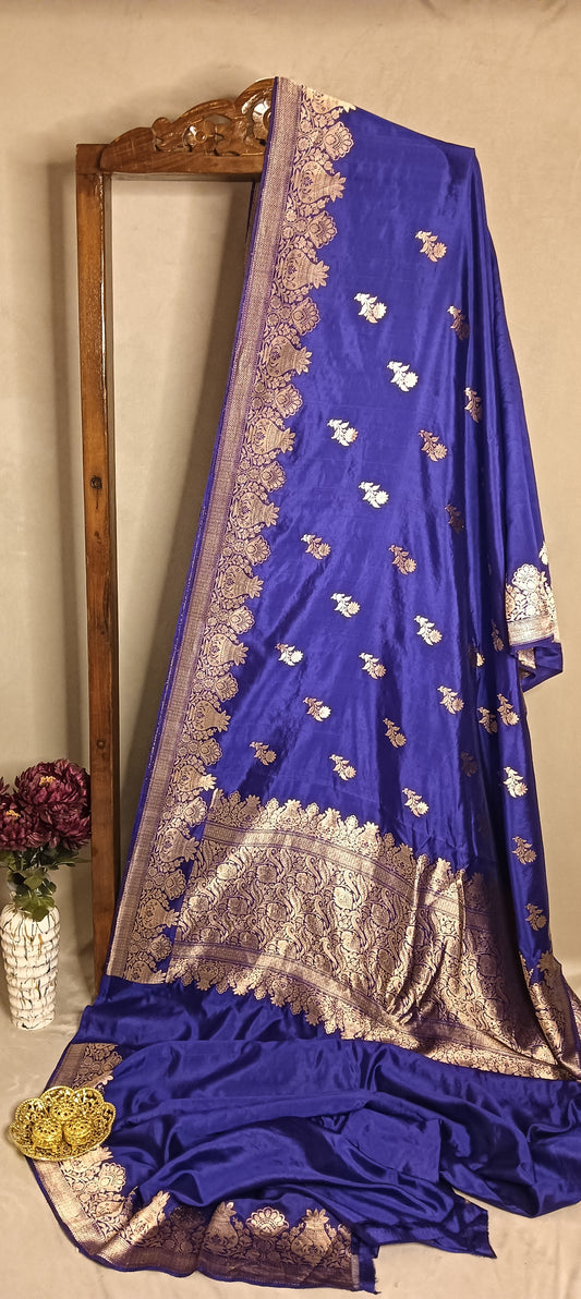 Purple Pure Banarasi Puna Silk Saree