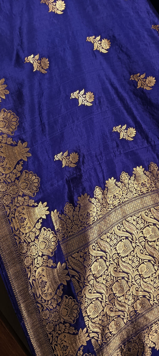 Purple Pure Banarasi Puna Silk Saree