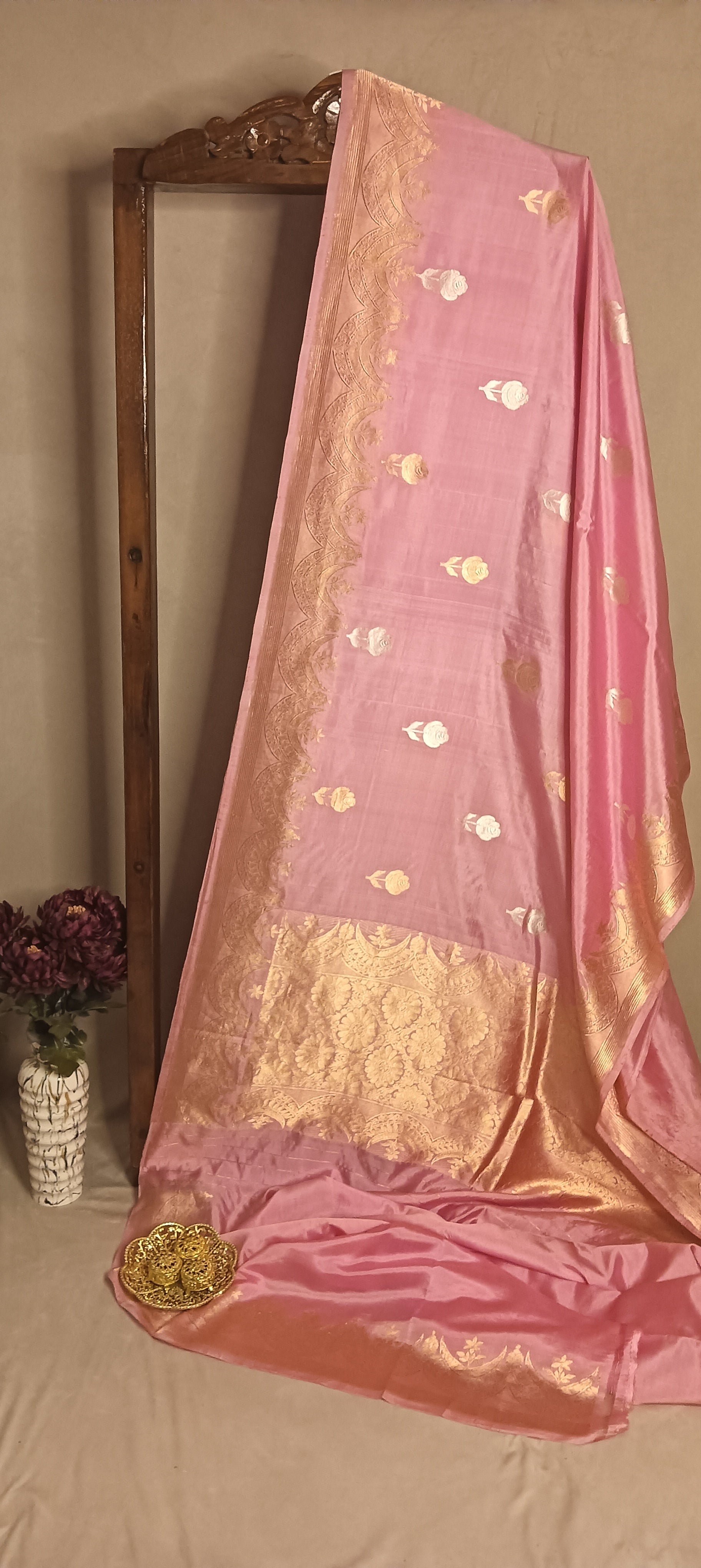 Baby Pink Pure Banarasi Puna Silk Saree