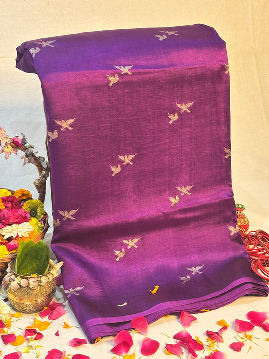 Royal Jamun Glow Banarasi Pure Puna Silk Banarasi Saree
