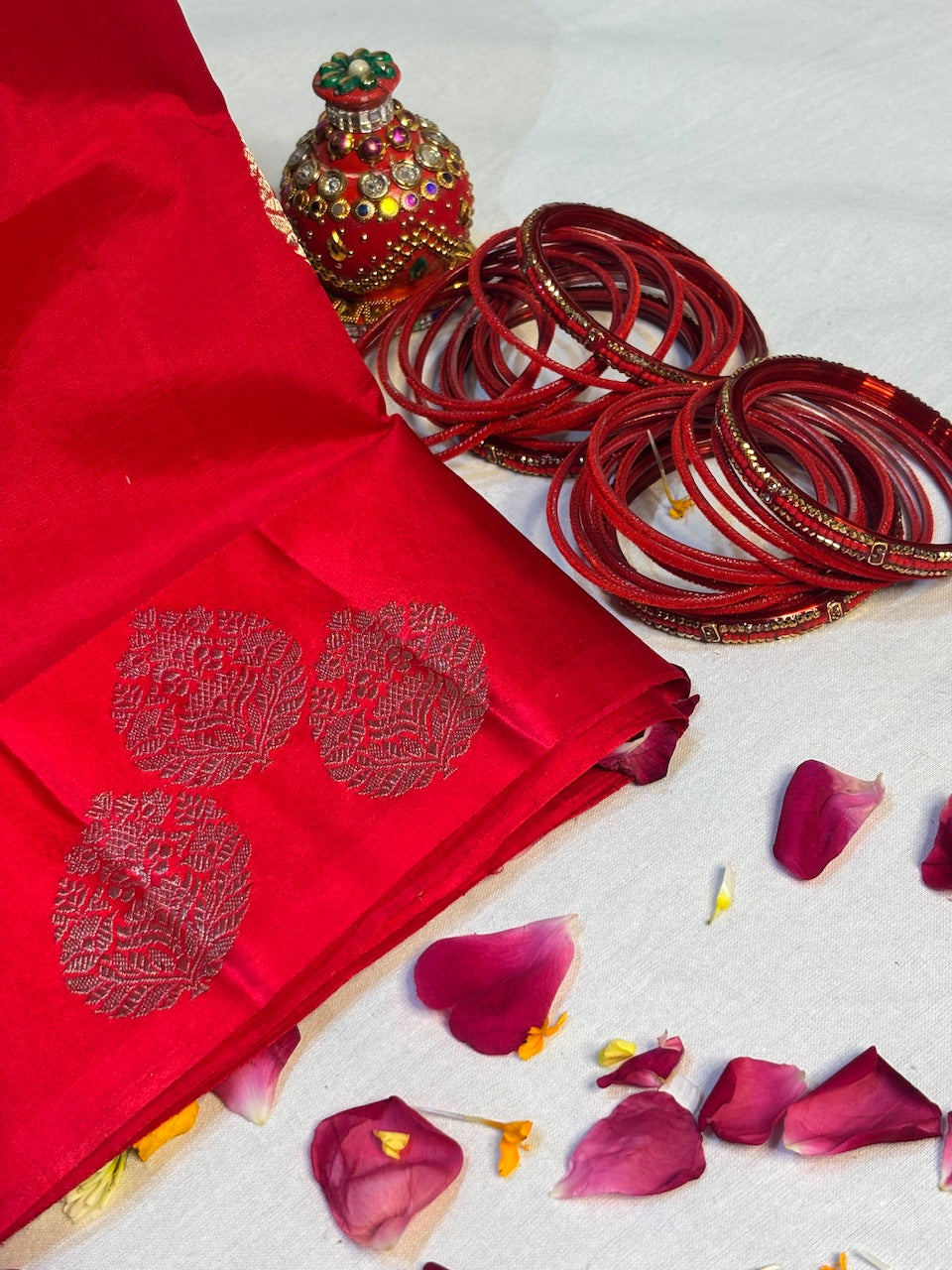 Red Banarasi Pure Soft Silk Banarasi Saree