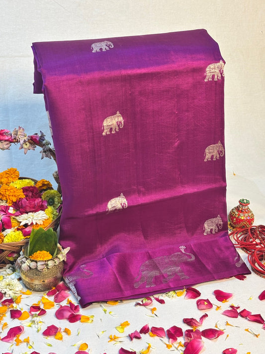 Royal Jamun Glow Banarasi Pure Puna Silk Banarasi Saree