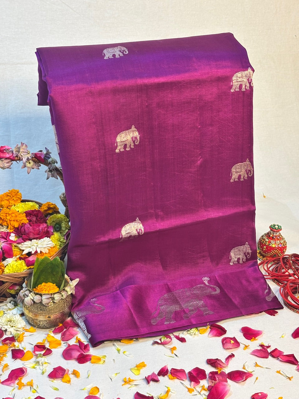 Royal Jamun Glow Banarasi Pure Soft Silk Banarasi Saree