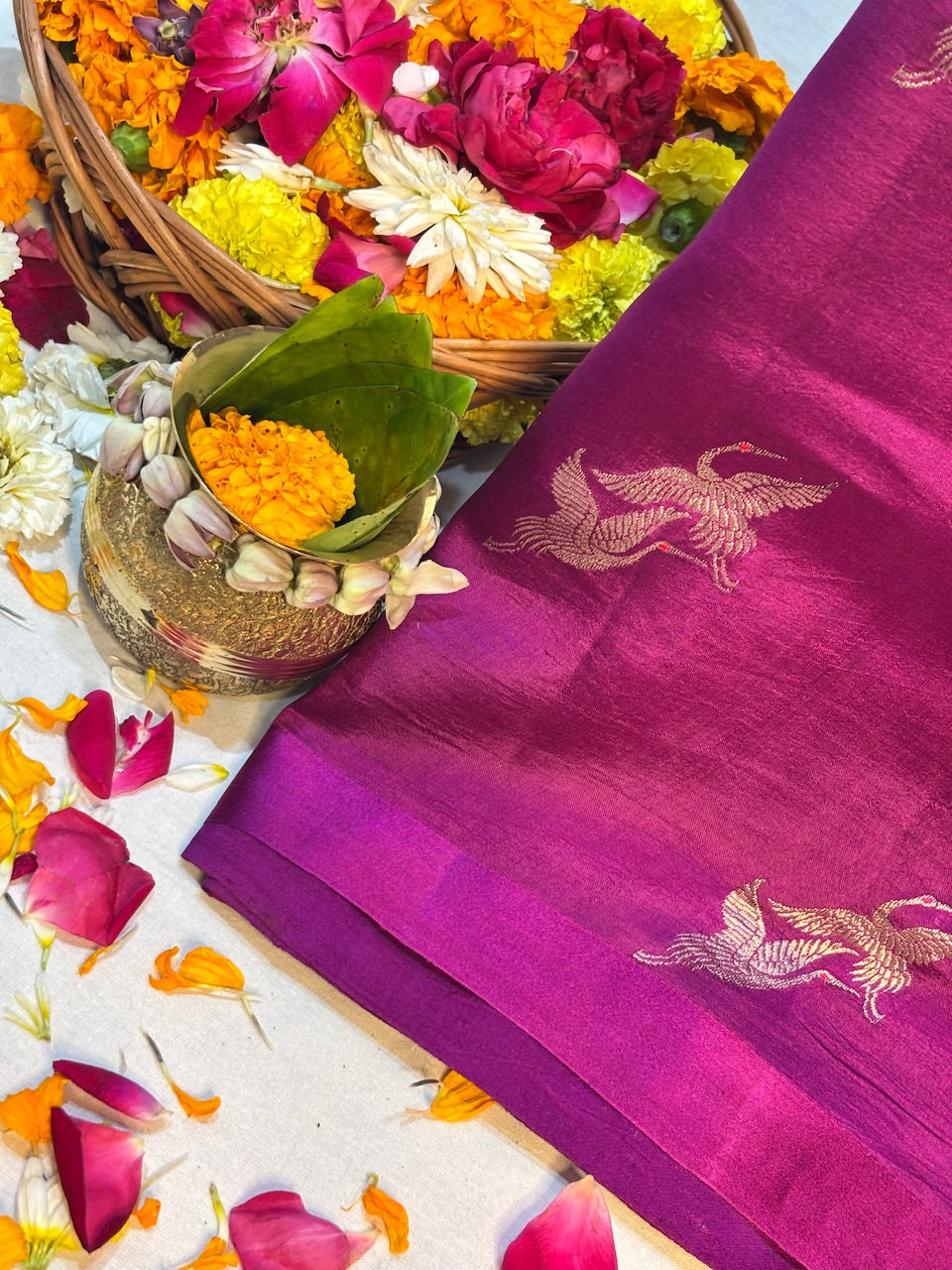 Rani Wine Purple Banarasi Pure Puna Silk Saree