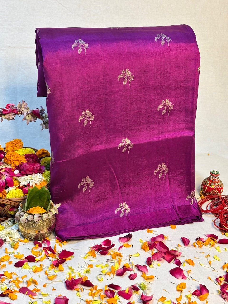 Rani Wine Purple Banarasi Pure Puna Silk Saree