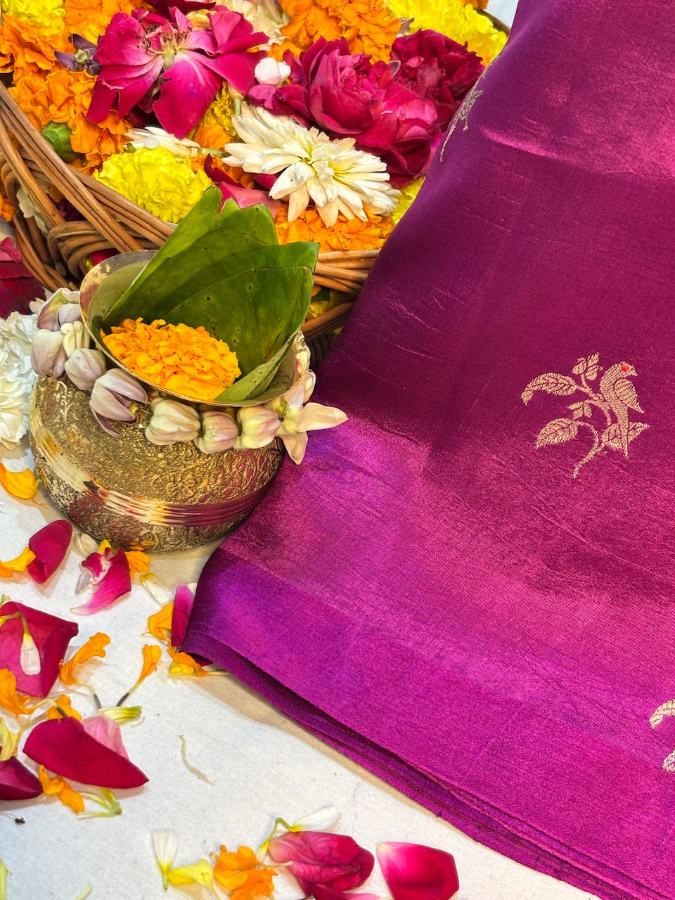 Rani Wine Purple Banarasi Pure Puna Silk Saree
