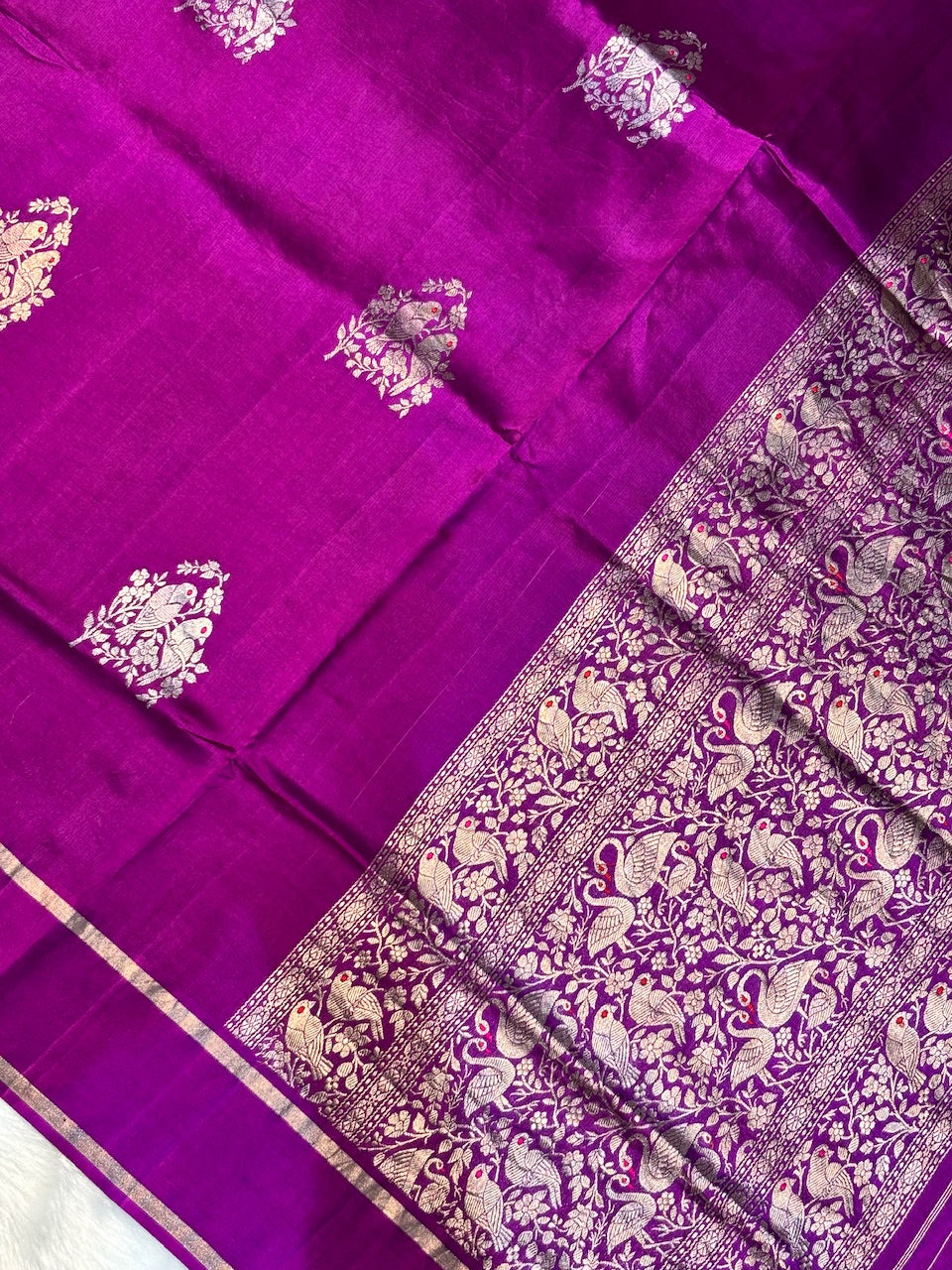 Rani Wine Purple Banarasi Pure Puna Silk Saree