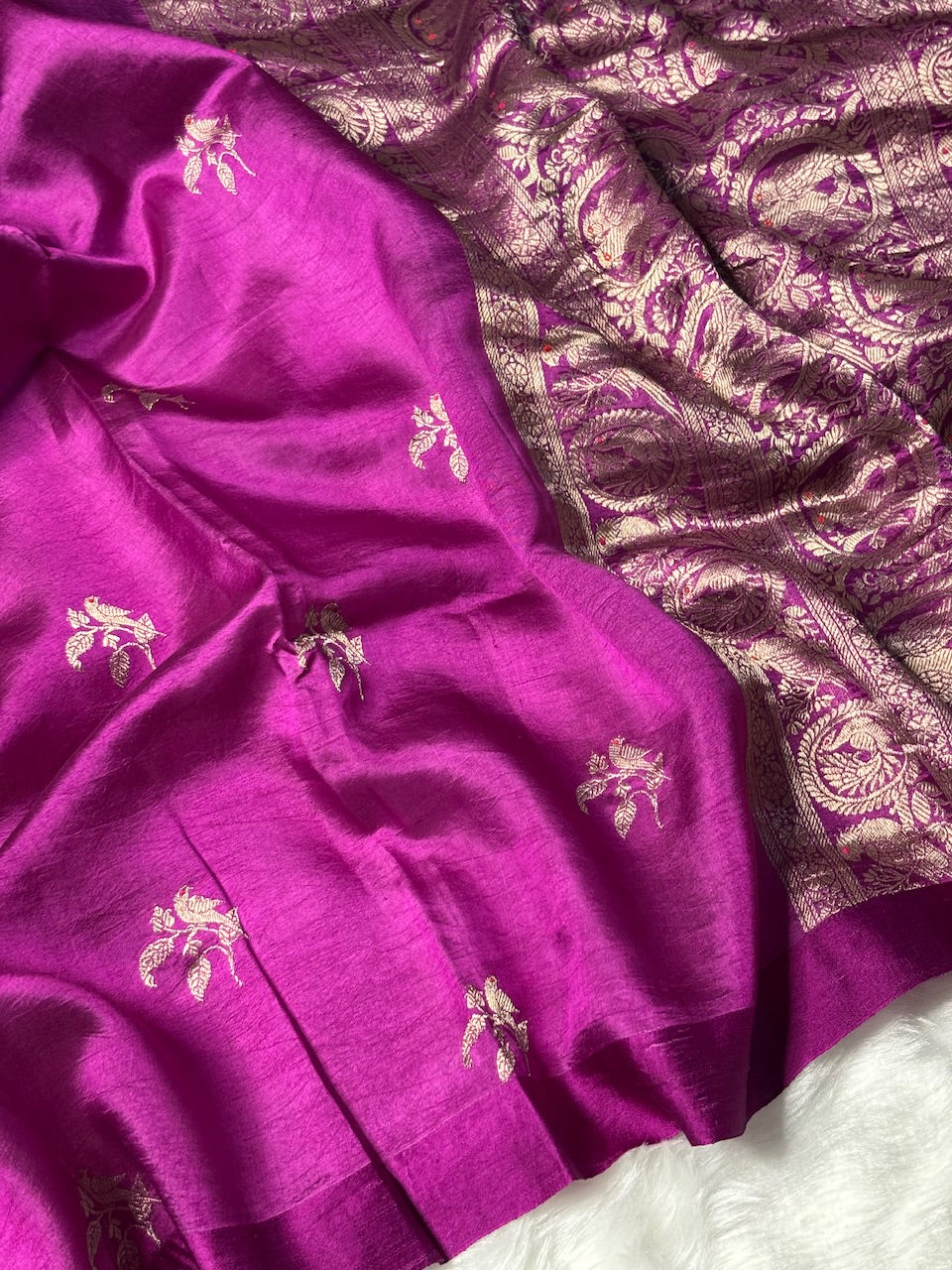 Rani Wine Purple Banarasi Pure Soft Silk Saree
