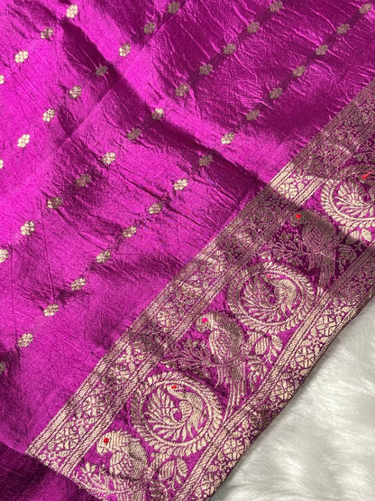Rani Wine Purple Banarasi Pure Puna Silk Saree