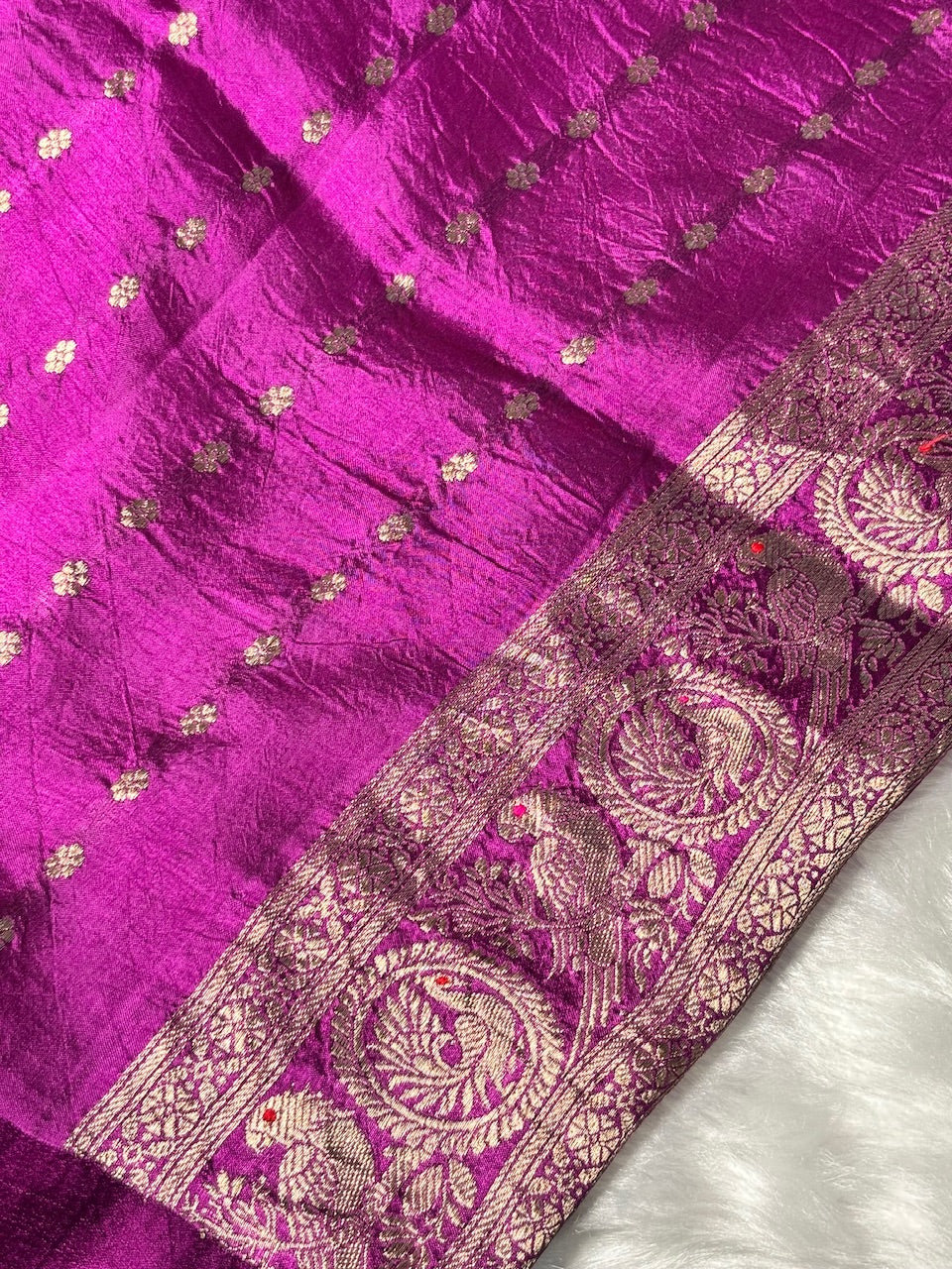 Rani Wine Purple Banarasi Pure Soft Silk Saree