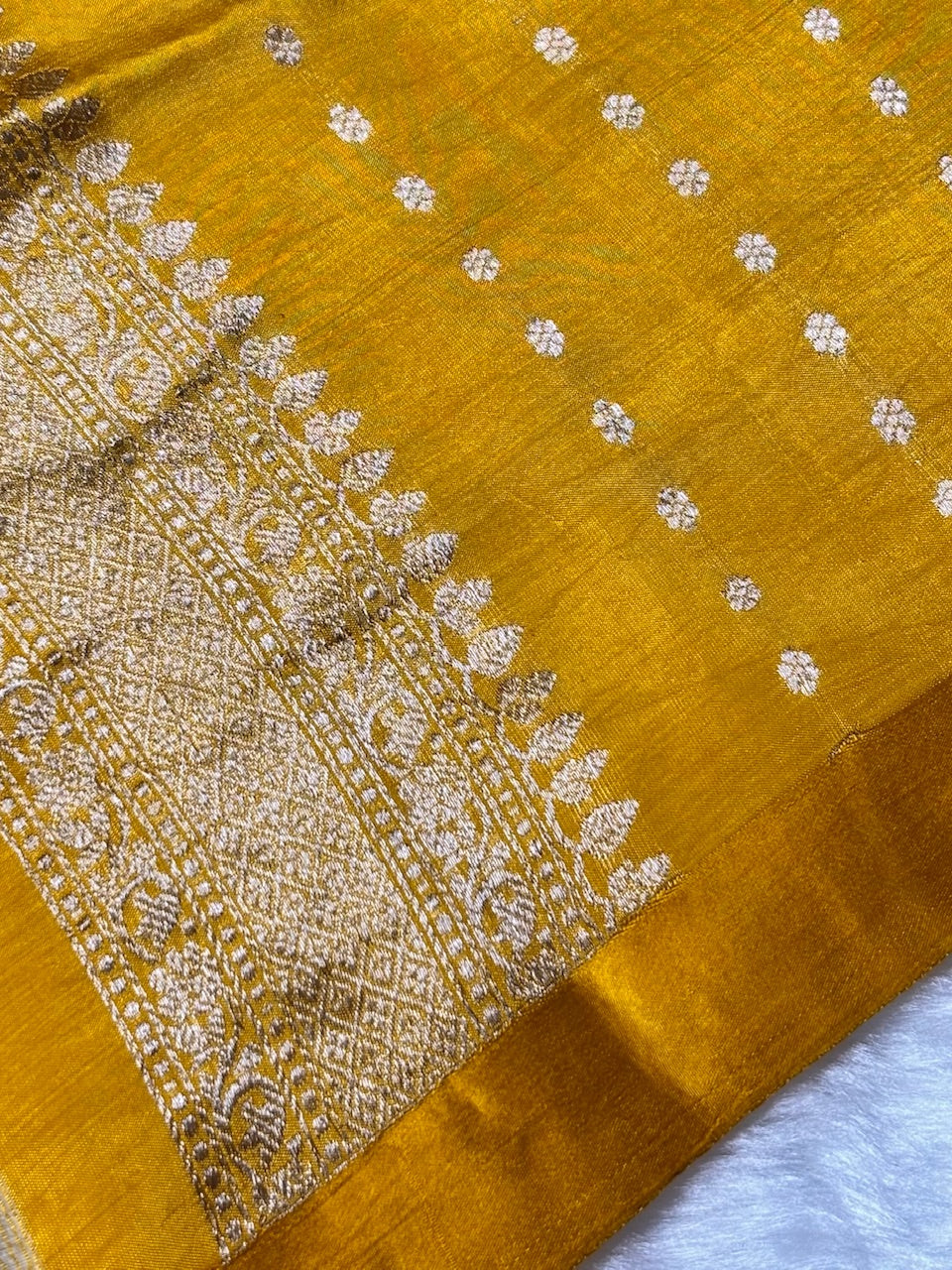 Yellow Banarasi Pure Soft Silk Saree