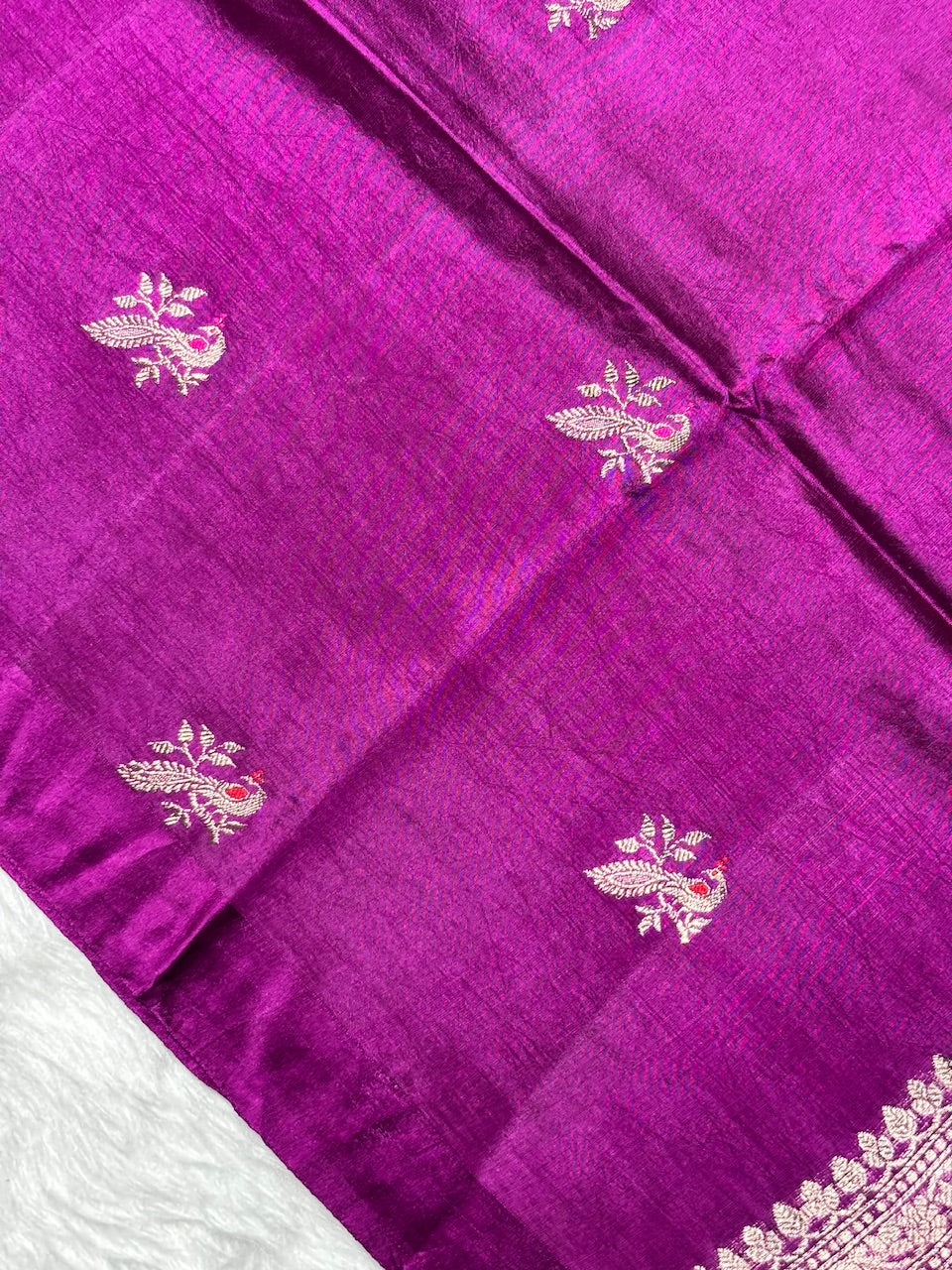 Wine Plum Radiance Banarasi Pure Soft Silk Saree