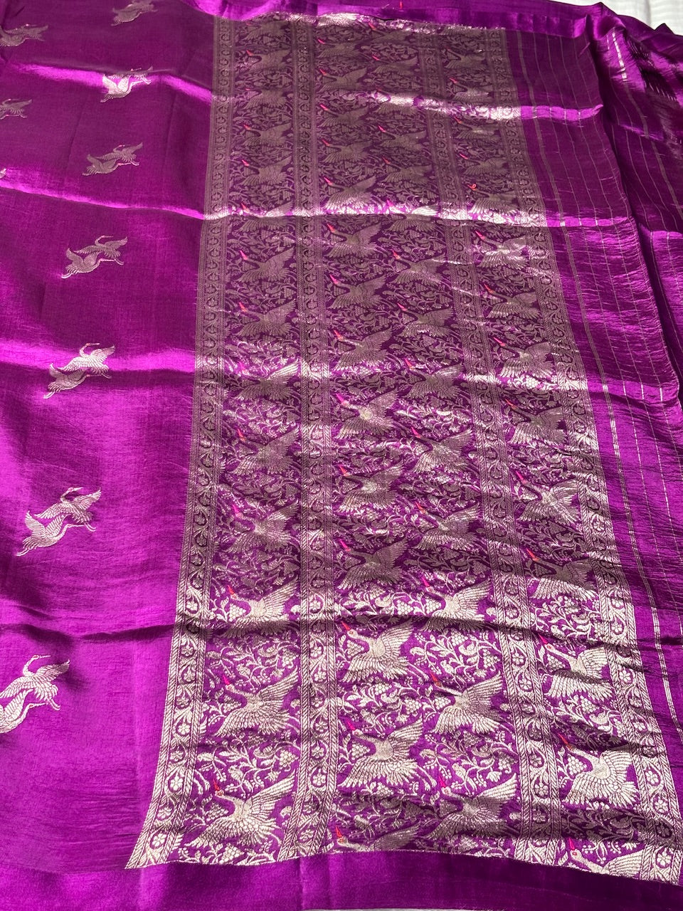 Rani Wine Purple Banarasi Pure Soft Silk Saree