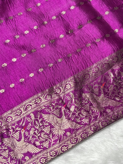Rani Wine Purple Banarasi Pure Puna Silk Saree