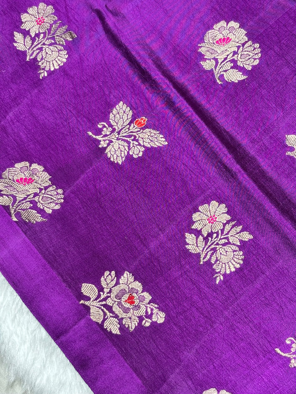 Rani Wine Purple Banarasi Pure Soft Silk Saree