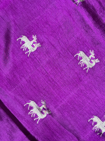 Rani Wine Purple Banarasi Pure Puna Silk Saree