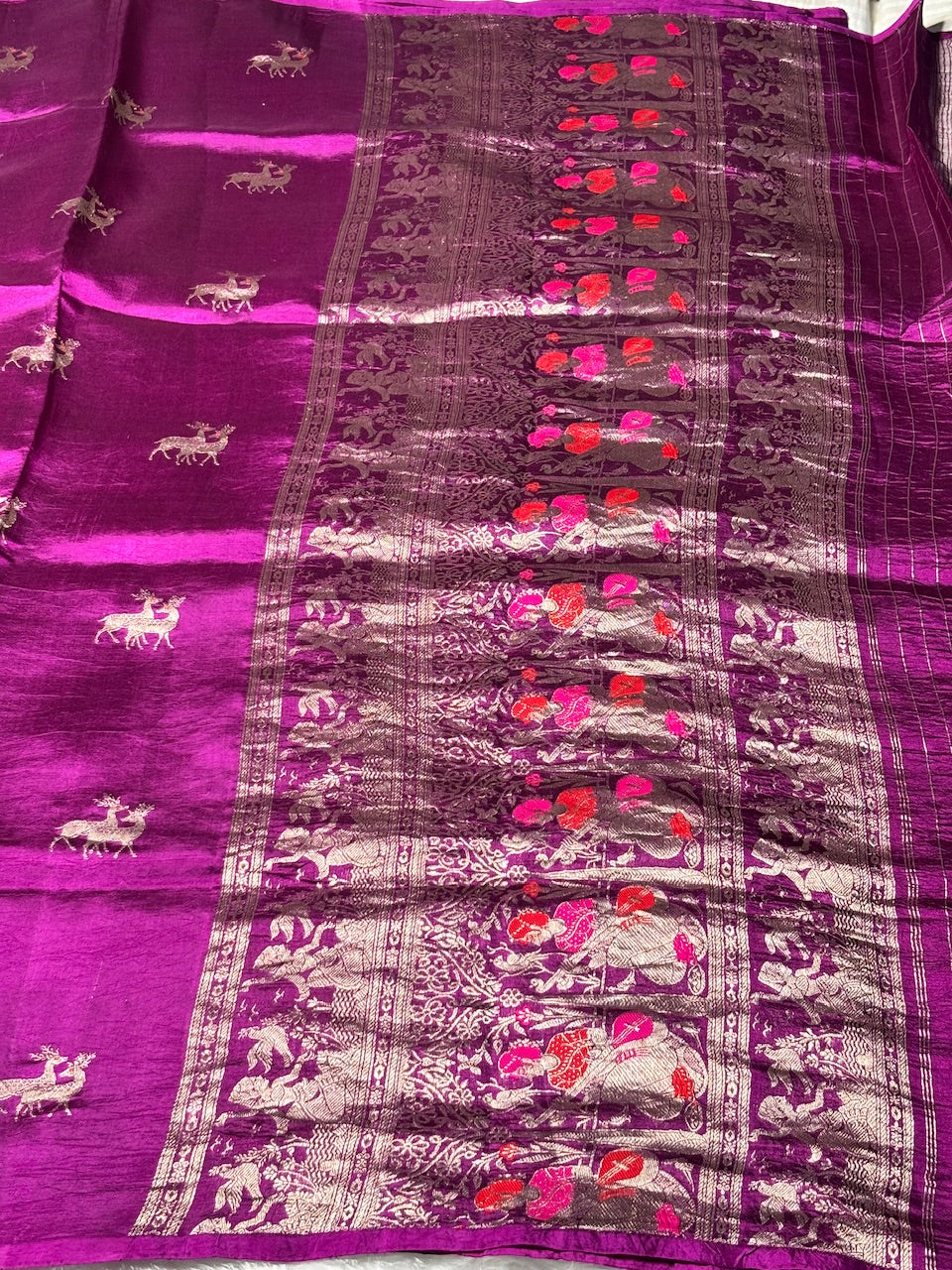 Rani Wine Purple Banarasi Pure Puna Silk Saree